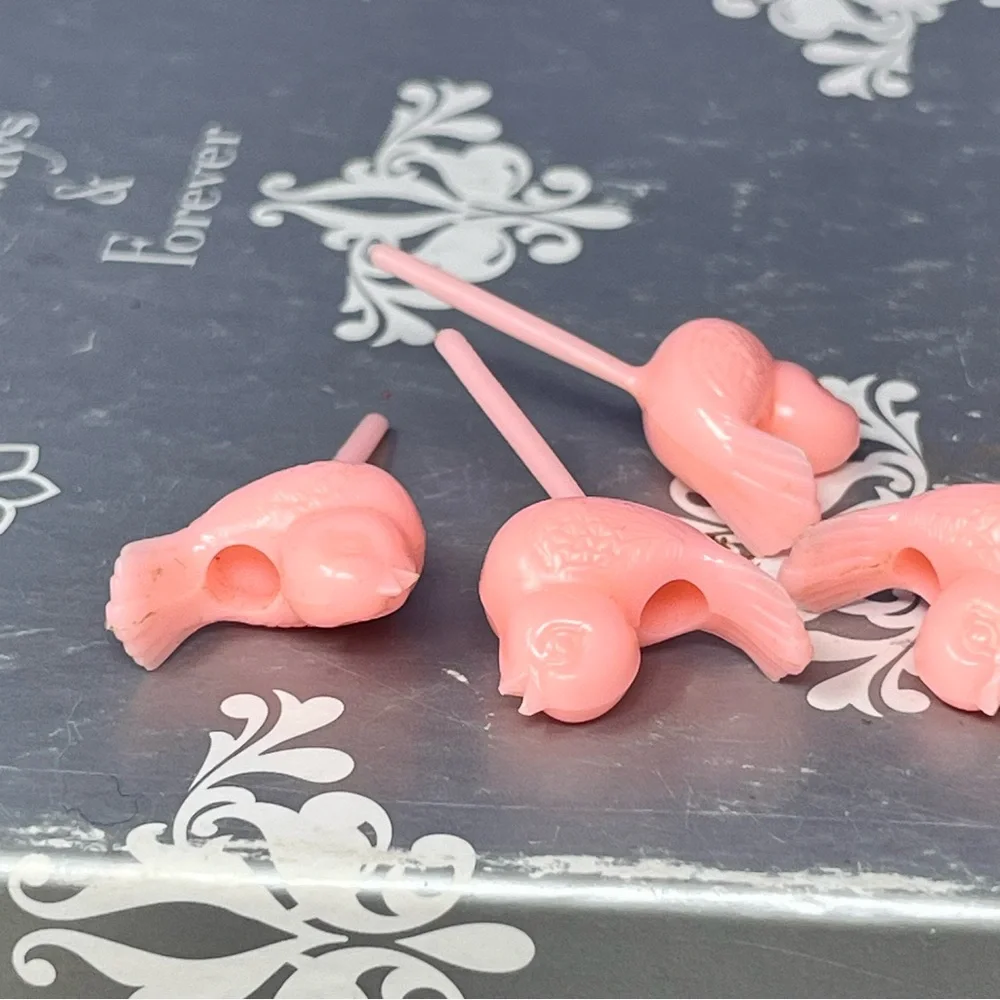 Pastel Pink Bird Cake Toppers Decorations Vintage